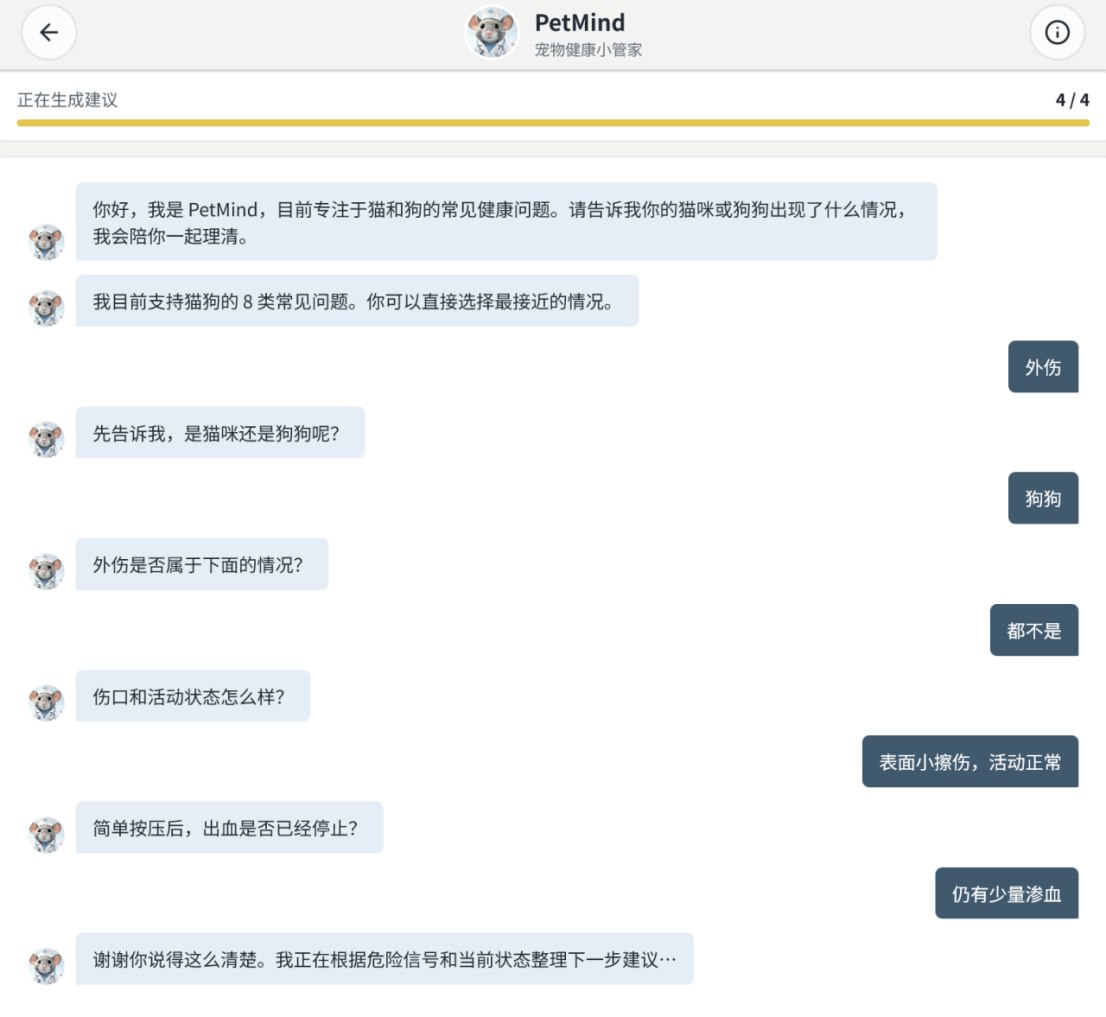 PetMind 结构化健康问答流程